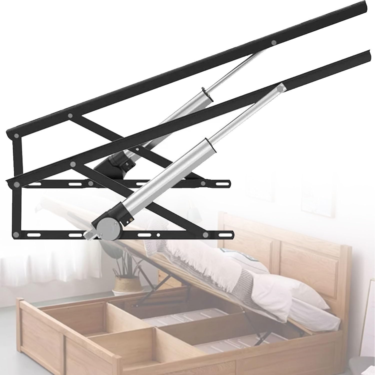 UORDBY 2 PCS Electric Bed Lift Mechanism, with Remote Control bed storage lift mechanism,600kg Load Capacity,Space Saving, for Storage Box Bed Sofa, DIY Project Black-1.5m