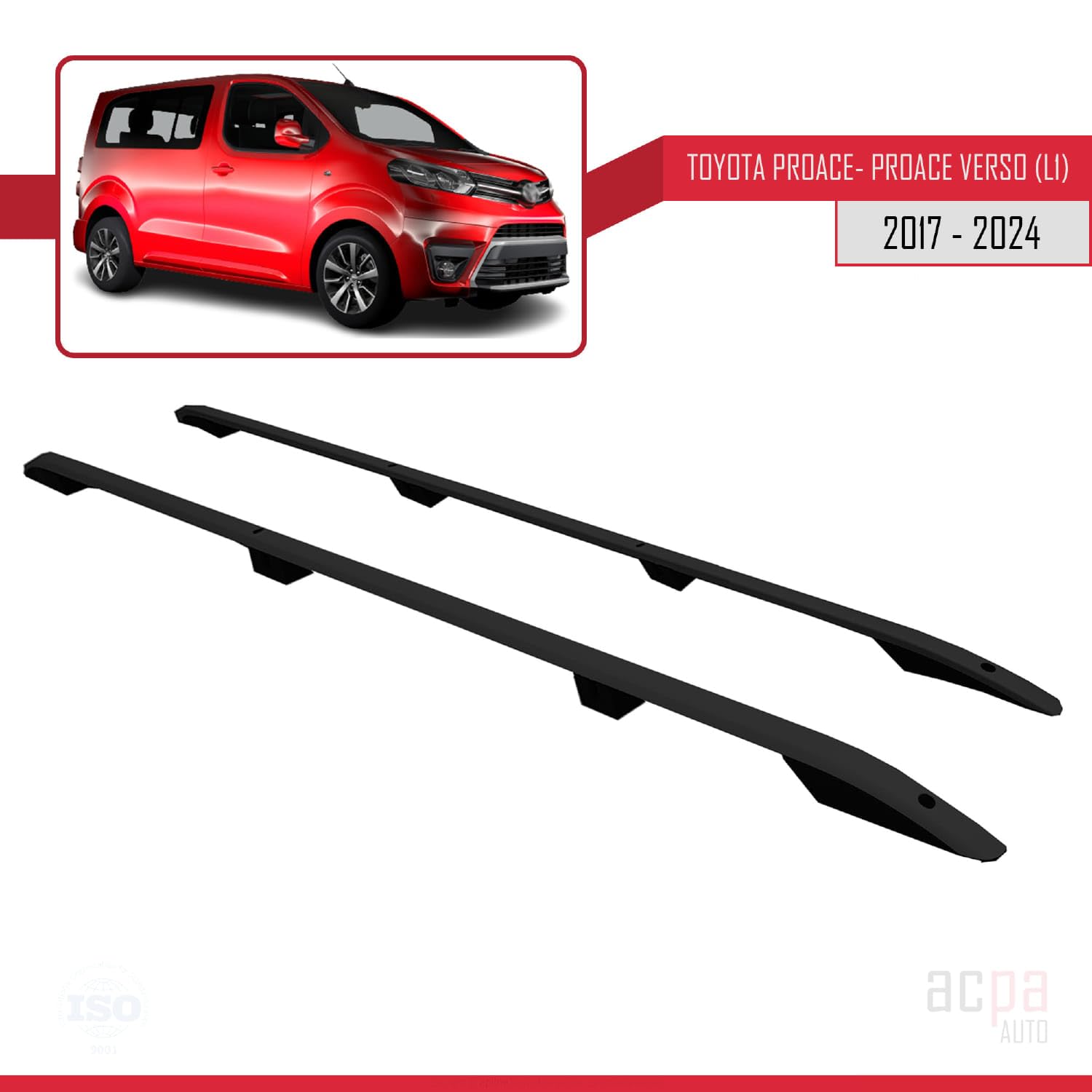 MDAK Kompatibel mit Toyota Proace City Verso 2023-2024 ACE-2 Relingträger Dachträger Auto Gepäckträger Schwarz Aluminium 2 Stangen