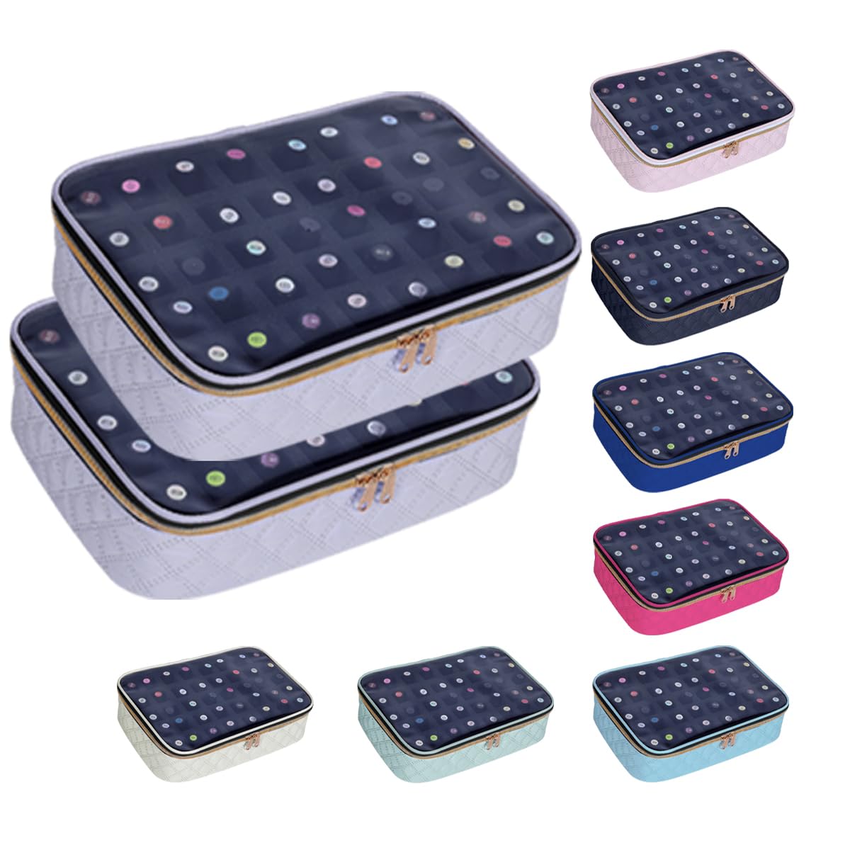UOZL 2 Pcs Small Nail Polish Organizer Holds 80 Bottles(15ml-0.5fl.oz) Nail Polish Carrying Case Clear Multifunctional Cosmetic Travel Cases Makeup