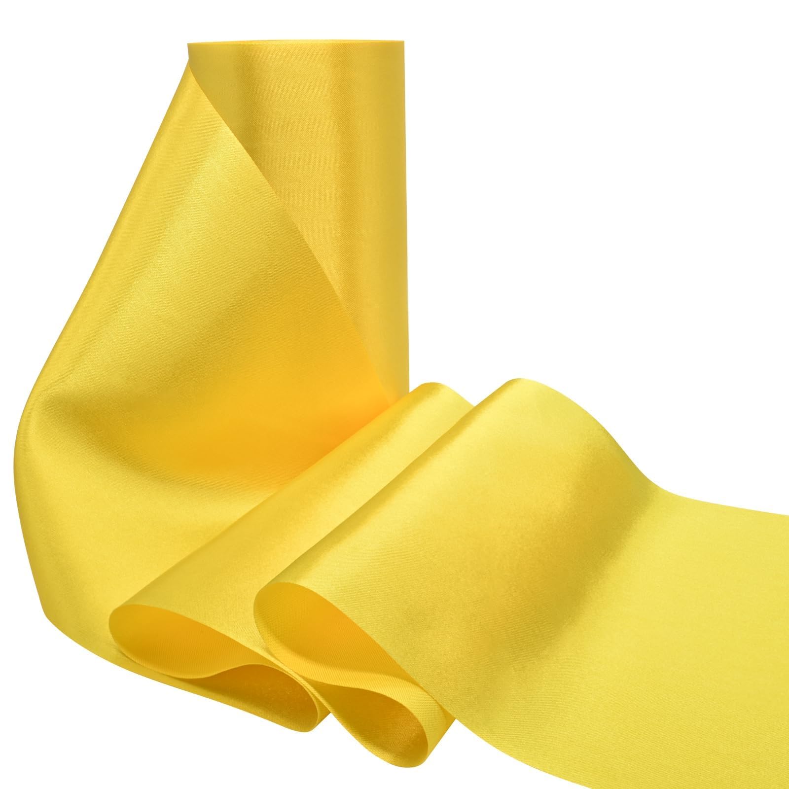 Yellow Satin Wide Solid Fabric Large Silk Ribbon 6 Inch x 25 Yds