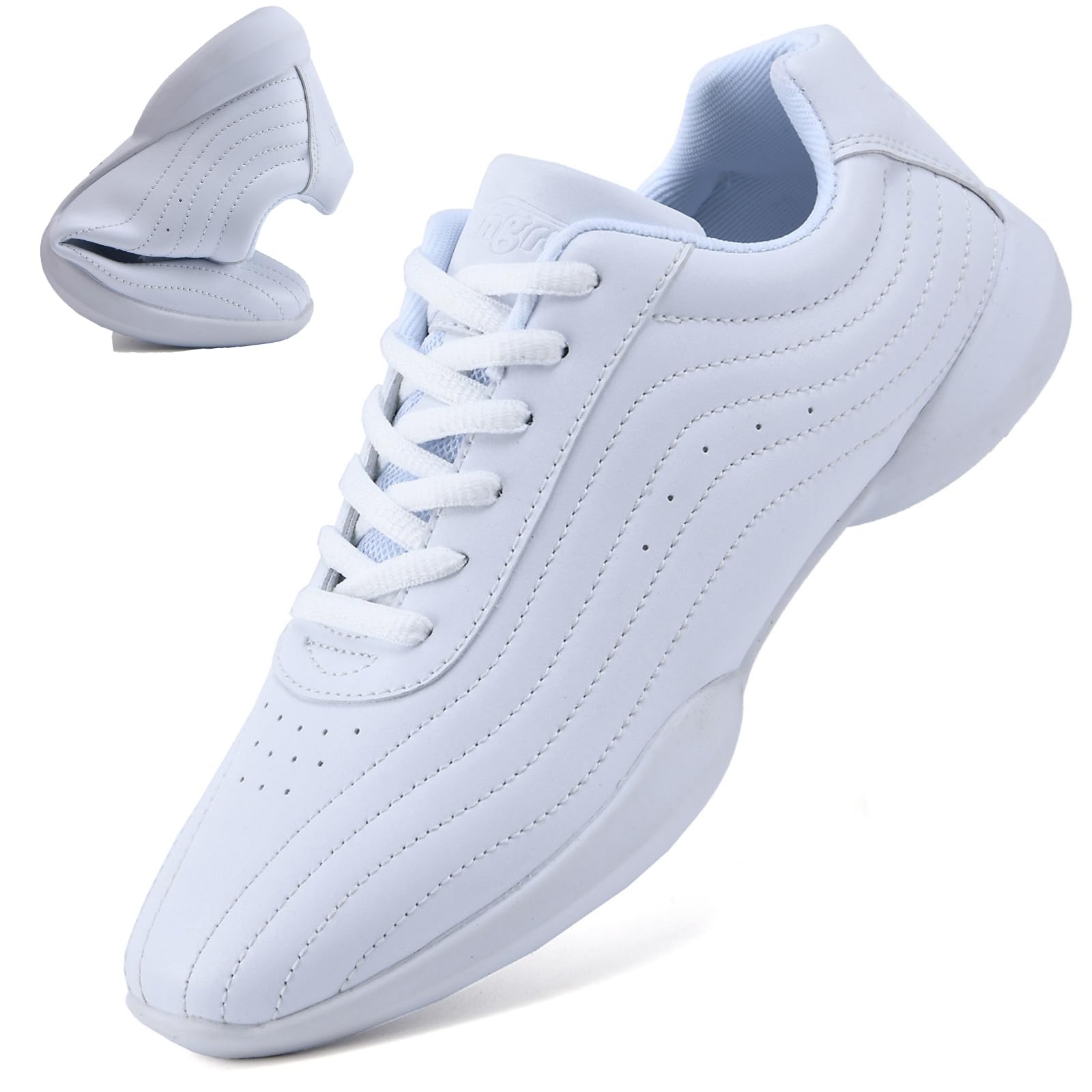 dadawen Girls White Cheer Shoes Youth Cheerleading Shoes Dance Athletic Training Tennis Lightweight Competition for Women Cheer Sneakers-picture-45