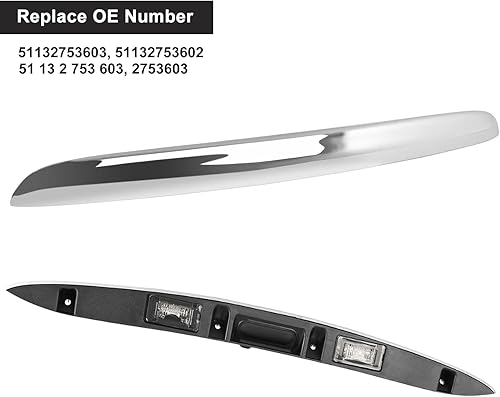 Miniatura 3 de DOCAS Manija de escotilla trasera para maletero con lámpara, tapa de puerta trasera compatible con Mini Cooper Cooper S R56 R57 R58 51132753603