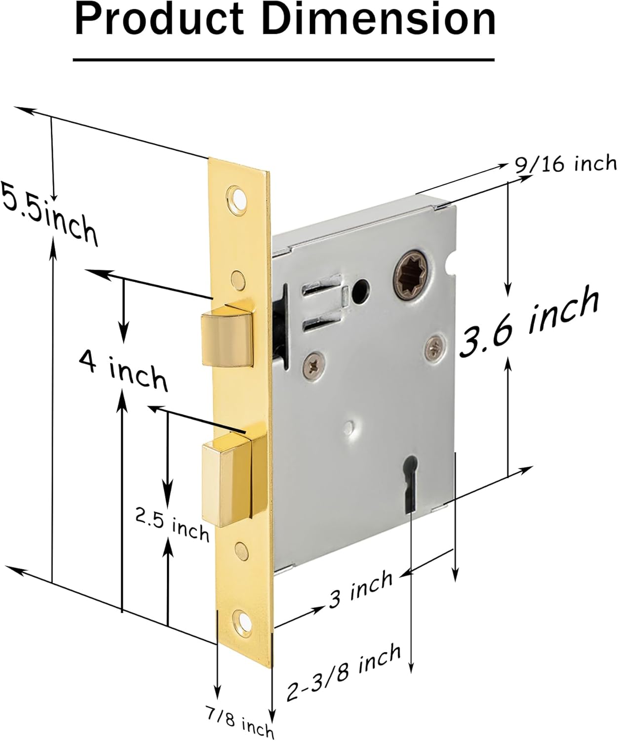 Mortise Lock Set Interior Door, Old Door Lock Replacement Parts, Antique Vintage Door Lock Hardware, Skeleton Keys and Reversible Latch, Mortise Lock Kit, Polished Brass Finish