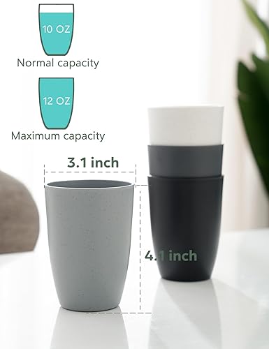 Miniatura 5 de Vasos de plástico reutilizables con pajita de trigo de 12 onzas, juego de vasos irrompibles para cocina, sin BPA y aptos para lavavajillas