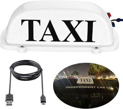 TAXI Sign Cab Top Roof LED Driver USB بطارية قابلة للشحن مع قاعدة مغناطيسية قبة بيضاء مقاومة للماء سوبر برايت 5V