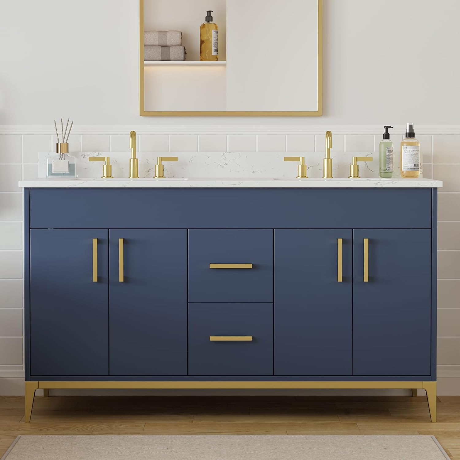Amazon.com: DELUXE LIVING 60 Inch Bathroom Vanity with Double Sink ...