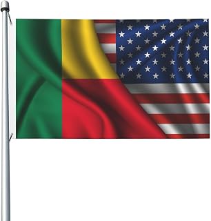 Double Sided Benin Beninian And American Usa Flag 3x5 Ft, Vivid Digital Print Heavy Duty Polyester With Brass Grommets For Outdoor Indoor Home Garden Decor