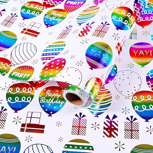 Film métallique de papier cadeau brillant pour anniversaire et fête