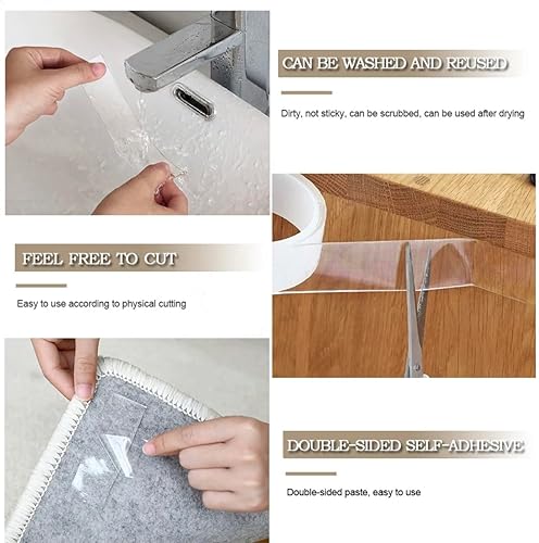 Miniatura 5 de Coutelle - Cinta adhesiva extra grande de doble cara, cinta de montaje transparente, tiras adhesivas para colgar cuadros, cinta adhesiva extraíble