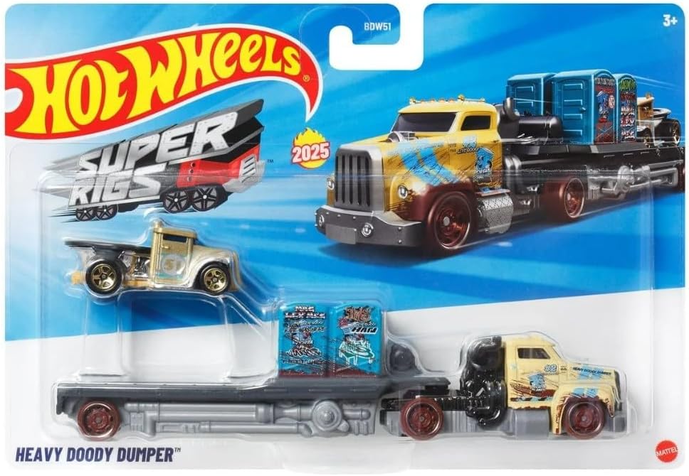 Hot Wheels Super Rigs Heavy Doody Dumper, Die-Cast Vehicle, 1:64 Scale