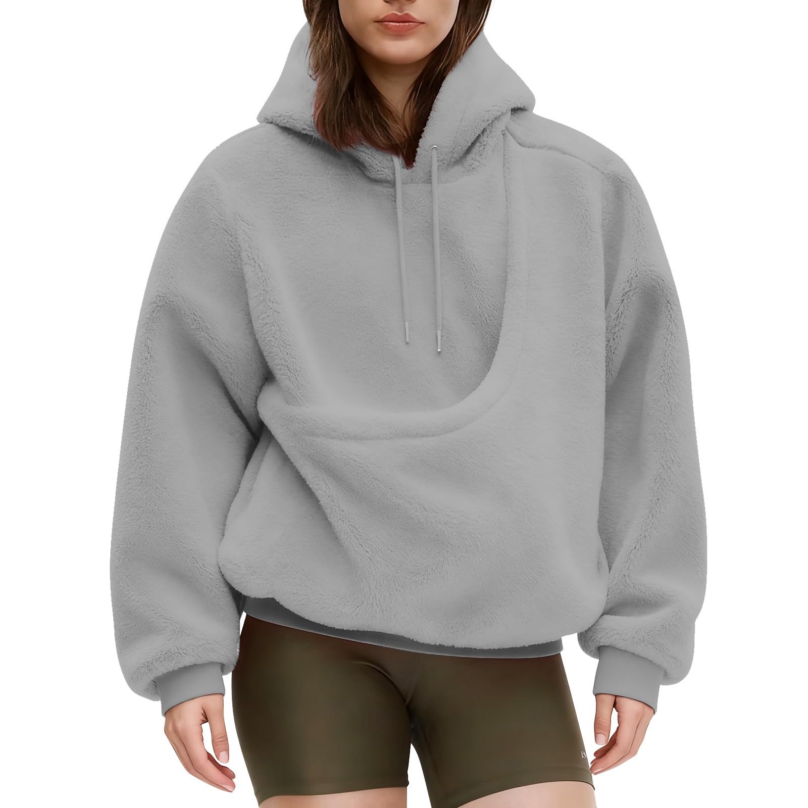 Giacca Felpa Donna Oversize con Cerniera e Tasche