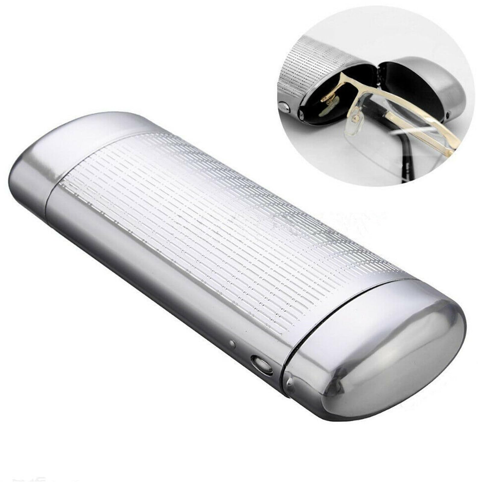 Przenośne twarde etui na okulary, metalowe, aluminiowe, aluminiowa skrzynka, etui na okulary, hardcase, kolor srebrny