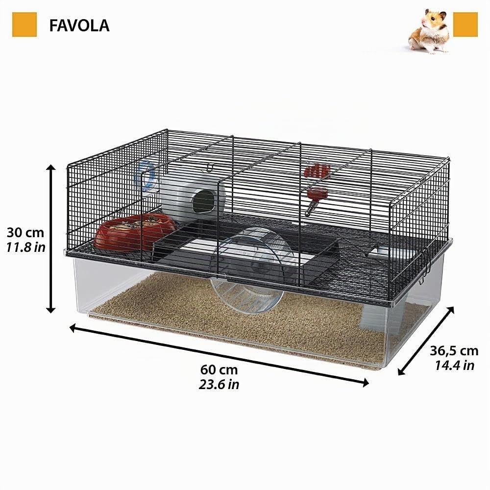 Ferplast Hamsterkäfig, FAVOLA Nagerkäfig, Kleintierkäfig, Hamsterzubehör inklusive, 60 x 37 x h 30 cm.