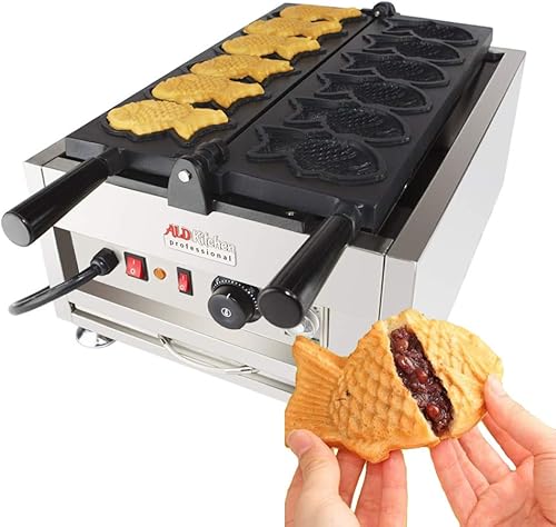 ALDKitchen Taiyaki Waffle Maker Plancha de gofre en forma de pez Antiadherente (6 piezas (peces de boca cerrada))