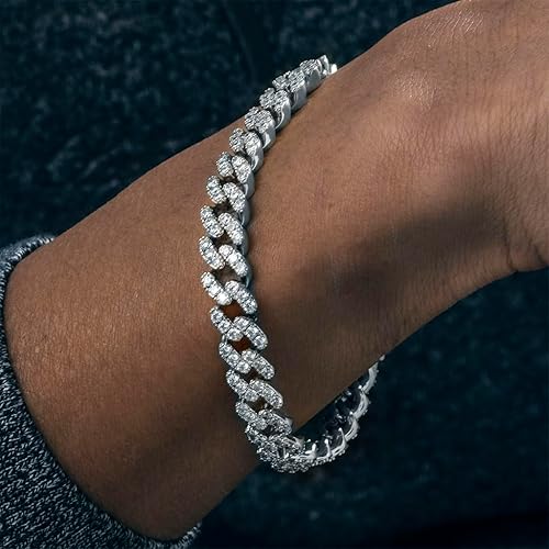 Miniatura 5 de HIPBLING Iced Out Bracelet for Men Cuban Link Watch Bracelets Diamond Miami Cuban Bracelets 13mm 8mm Bracelet Hip Hop Rapper Jewelry Gift for Men