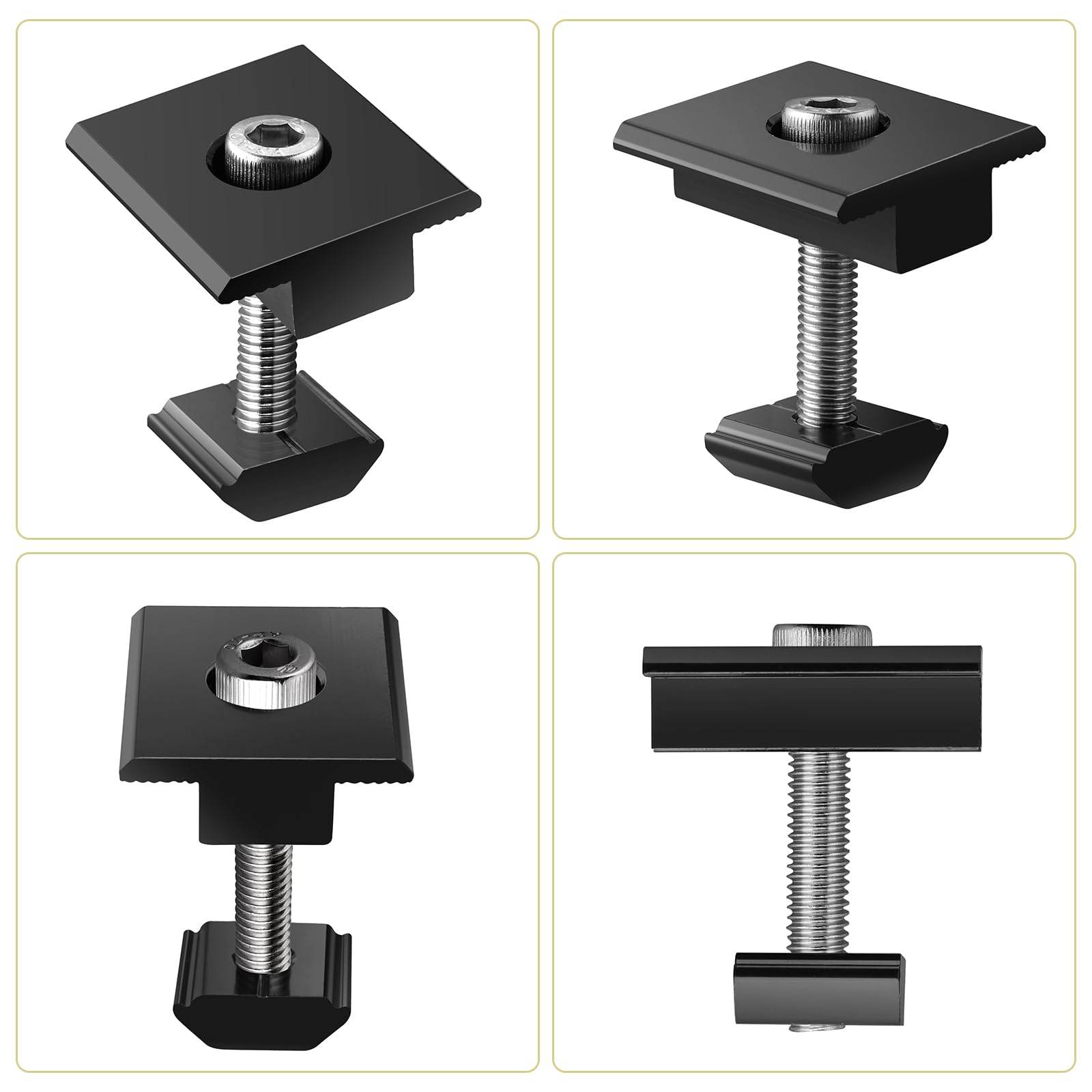 Anbte 10 Pezzi Staffa di Montaggio Pannelli Solari Morsetti T Nero 40mm