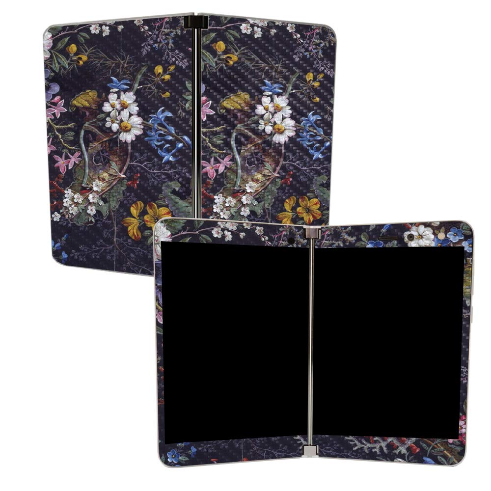 MIGHTY SKINS MightySkins Carbon Fiber Skin for Microsoft Surface Duo - Midnight Blossom | Protective, Durable Textured Carbon Fiber Finish | Easy to Apply | Made in The USA
