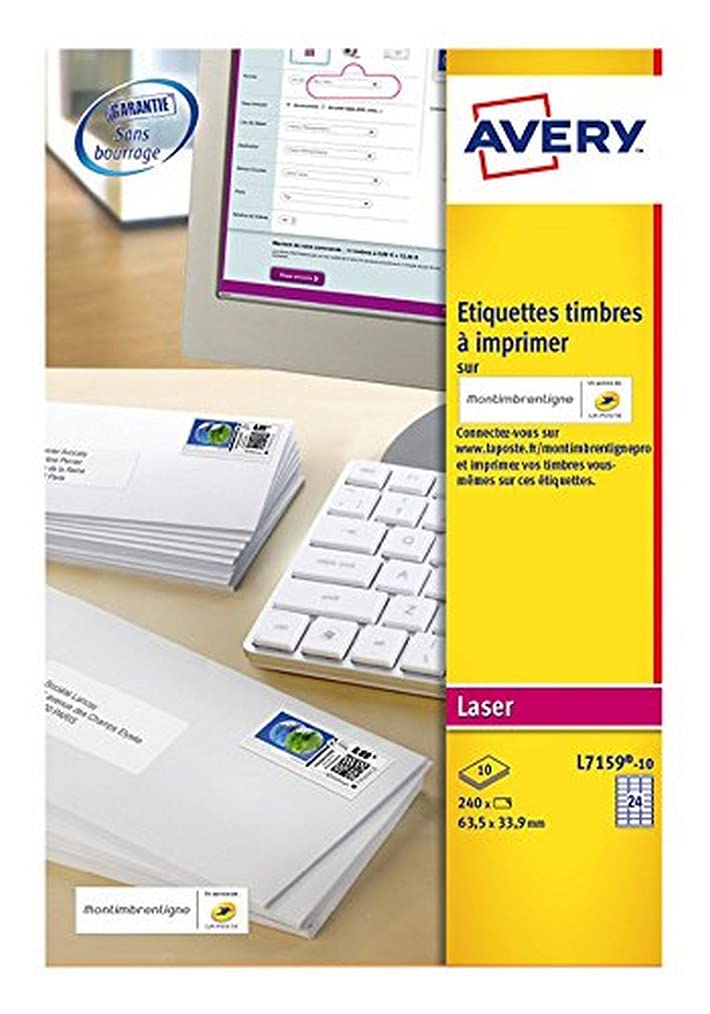 AVERY - Boite de 500 étiquettes intégrées autocollantes Stick'Ngo, Format 120 x 164 mm, Compatible Colissimo & Pochette de 240 étiquettes autocollantes ''Montimbrenligne''