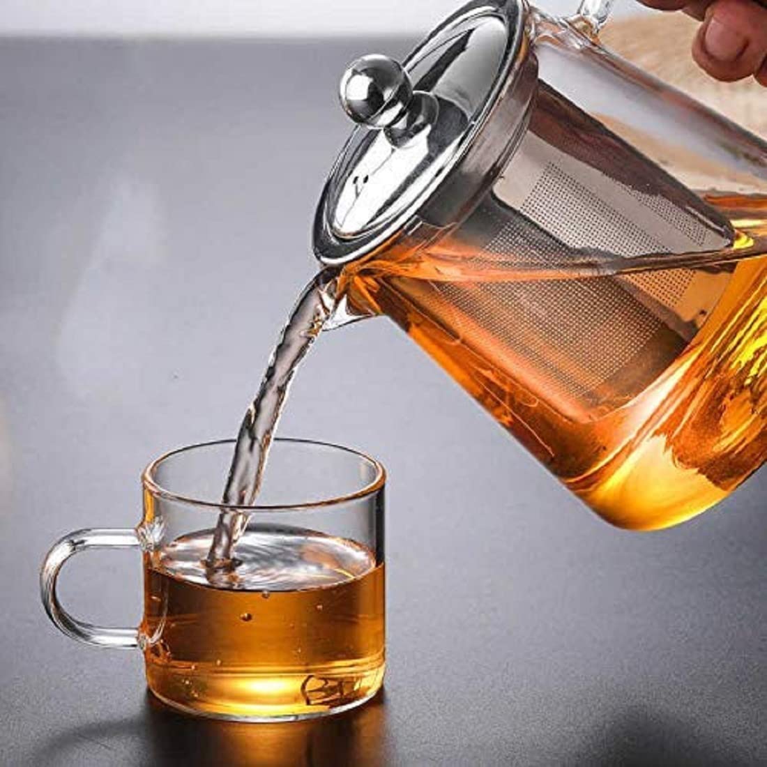 ROSEFINCH 550 ml Teapot, Tea Pot for Blooming Tea, Flowering Tea Pot Gift Set, Scale line Glass Teapot Stovetop Safe 2