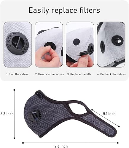 Miniatura 5 de FULIER Máscara facial antipolvo, antivaho para deportes al aire libre, reutilizable, protección facial