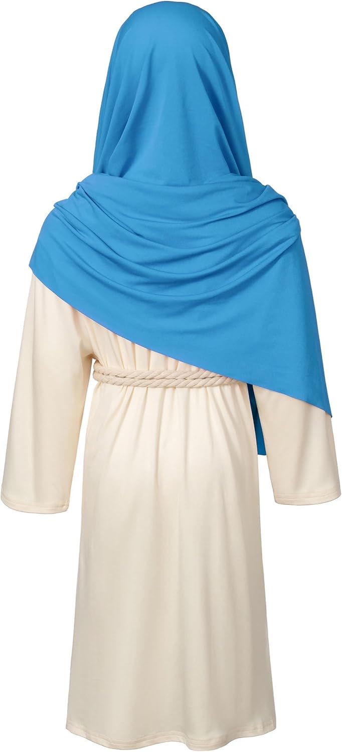 Irtysh Kids Jesus Saint Religious Biblical Robe Fancy Dress Costume Wig Moustache Scarf Shawl Waist Rope set - Image 5