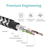 Vista 4 de TPLTECH Cable de carga para controlador PS4, 2 unidades-15 pies Micro USB 2.0 de nailon trenzado, cargador rápido y cable, cable de carga