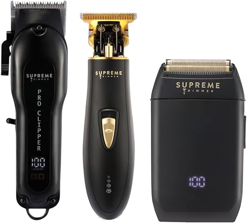SUPREME TRIMMER Kit de peluquería Cortadora de pelo 3 en 1, recortadora y afeitadora de papel de aluminio para hombre Recortadora de barba