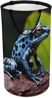 Laundry Basket Hamper Dart Frog Blue Waterproof Dirty Clothes Hamper Collapsible Washing Bin Clothes Bag with Handles Freestanding Laundry Hamper for Bathroom Bedroom Dorm Travel