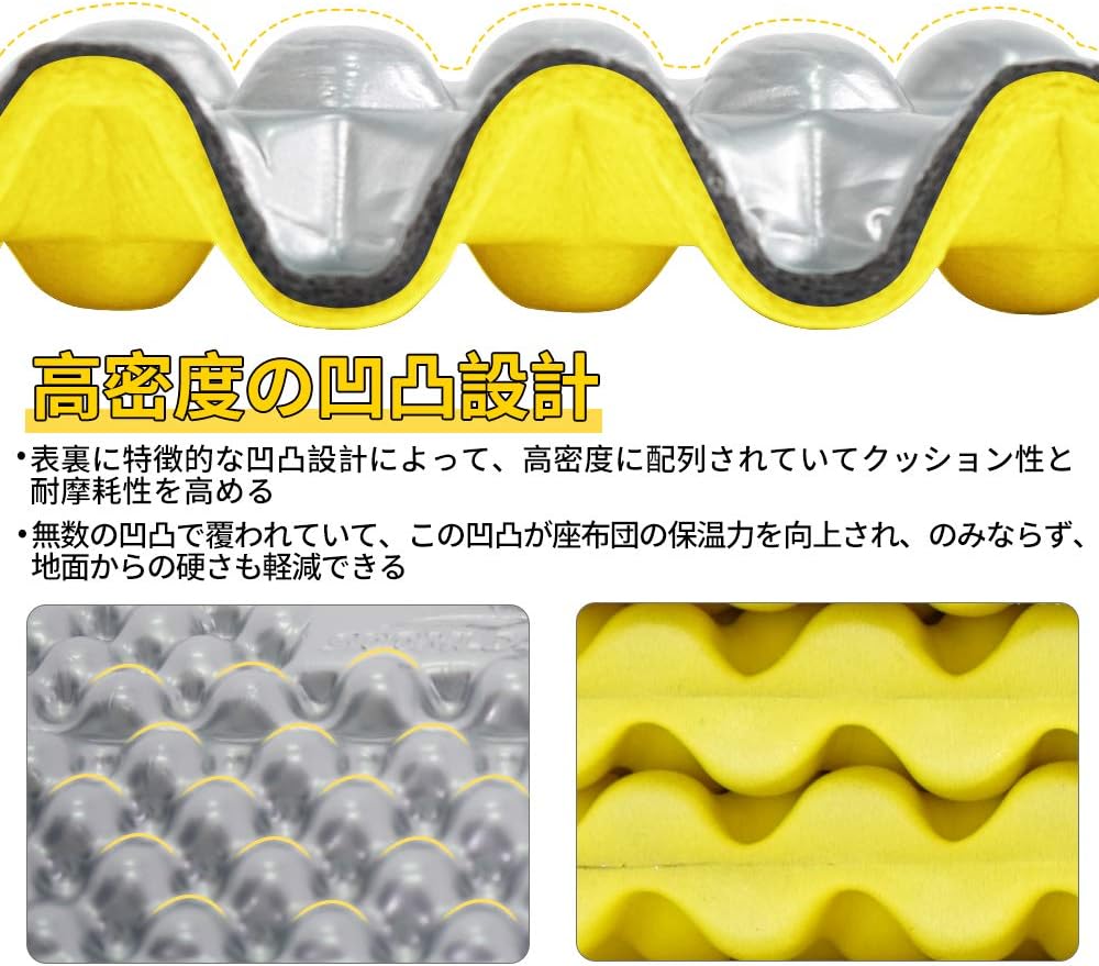 Soomloom IXPE座布団 シート クッション 軽量 コンパクト 快適 アルミフィルム 折りたたみ式 ポータブル ピクニック/ハイキング/登山/花見/スポーツ観戦/通勤