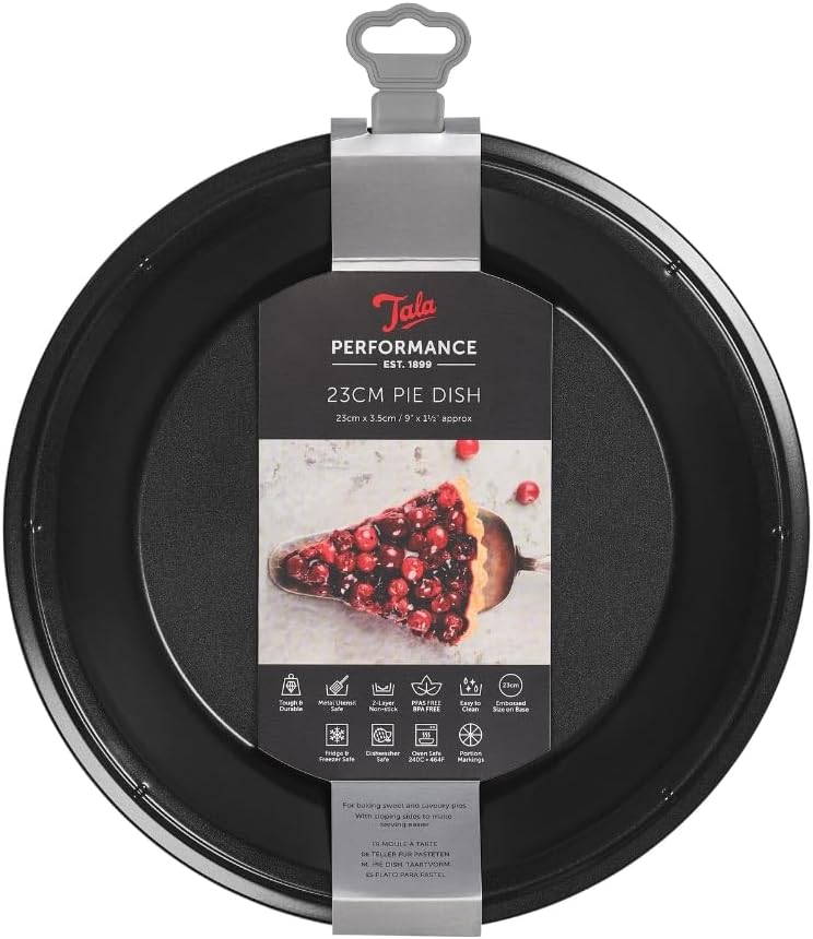 Performance 25.8cm Round Pie Dish, Carbon Steel Pie Tin with Eclipse Non-Stick Coating, Heavy-Duty Bakeware for Quiches, Tarts & Pies, 25.8x25.8x3.6 cm