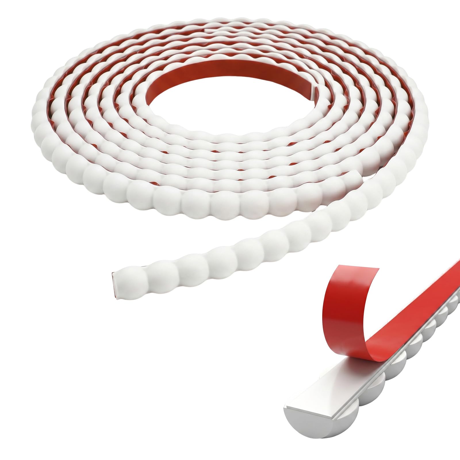 3M Decorative Bead Pearl Wall Molding Trim Flexible Peel and Stick Moulding Trim Self Adhesive Wall Edging Strip for DIY Home Décor Cabinet Door Mirror Frame (3M-White)