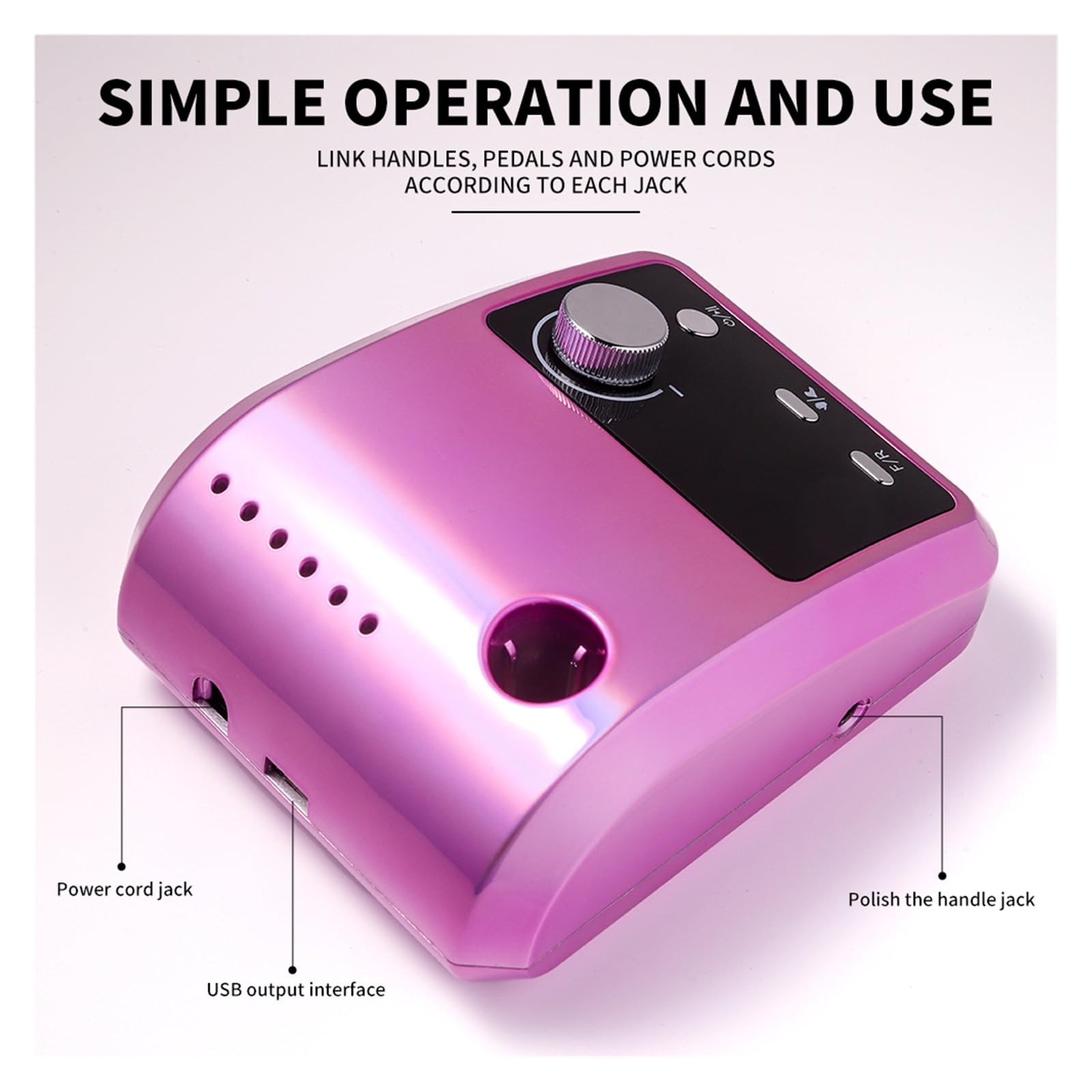 Frezarka do paznokci, Frezarka do paznokci 45000 obr./min. Profesjonalna elektryczna szlifierka, pilnik polerowania żelowych do użytku domowego(Pink)