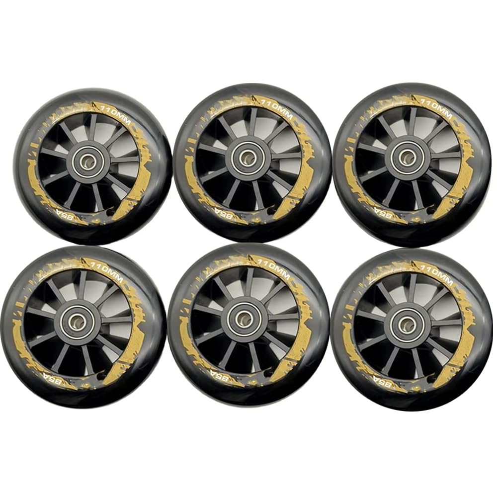 Paquete De 6 Ruedas para Patines En Línea, para Exteriores E Interiores, 85a, Ruedas De Repuesto para Zapatillas De Patinaje De Velocidad con Rodamientos Abec-11. White 110mm