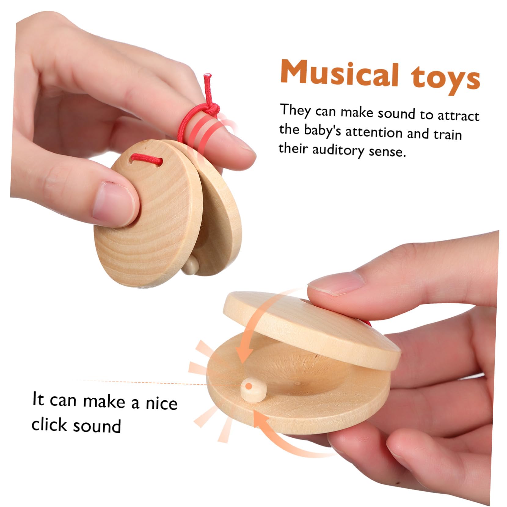 Juguete de Castañuelas para Niños Pequeños 24 Piezas de Madera | Plástico, Instrumentos Musicales Educativos, para Ñiño y Toddler, 12 12 Piezas