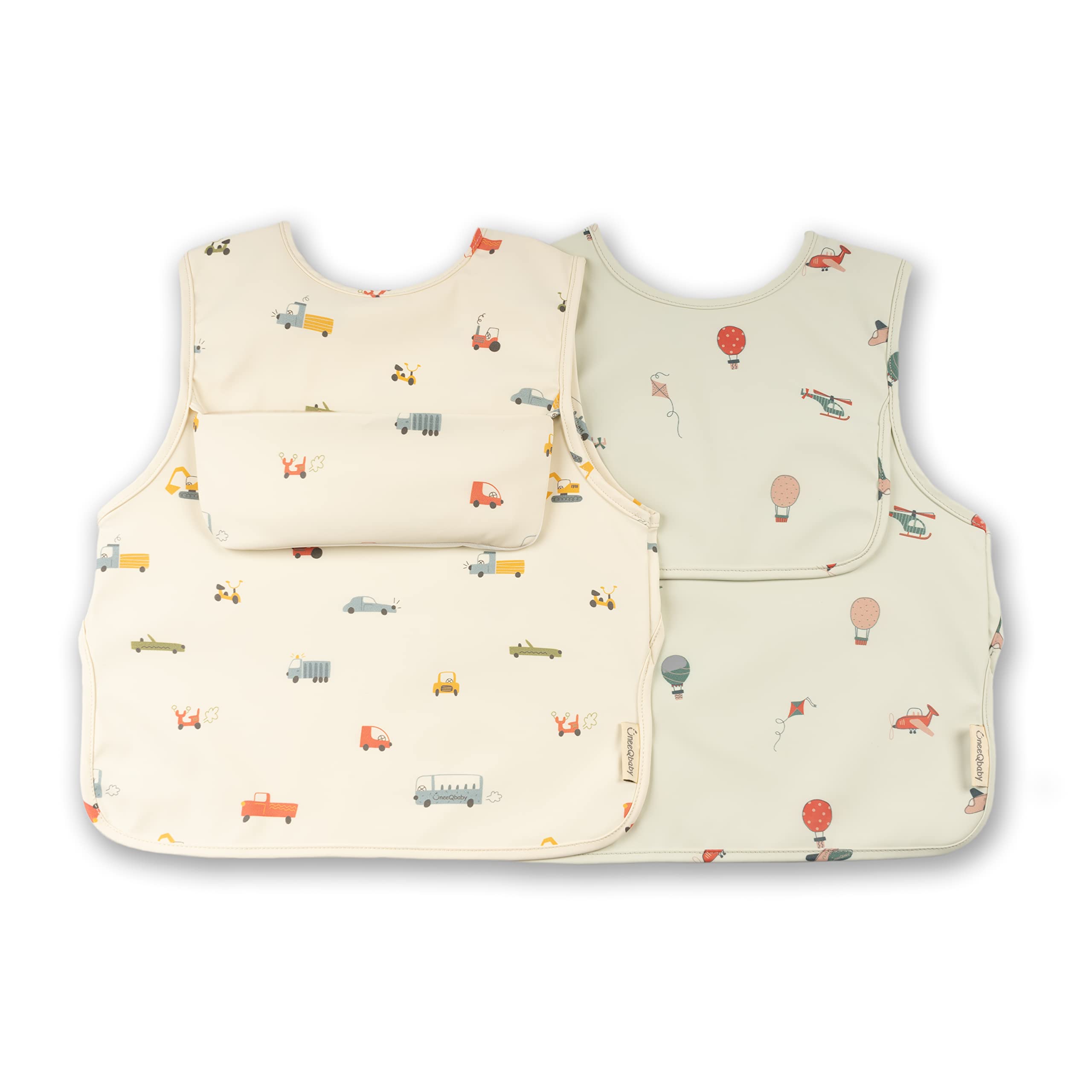 ÜneeQbaby Bavaglini Impermeabili (2 Pezzi), Senza Maniche, Certificato Oeko-TEX con Tasca sul Petto per Alimentazione & Gioco…