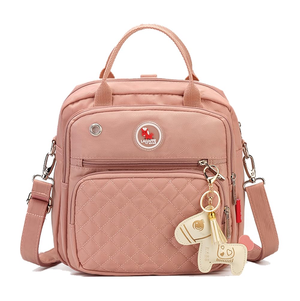LCY Mini Multi-function Diaper Bag Tote Messenger Backpack-Pink