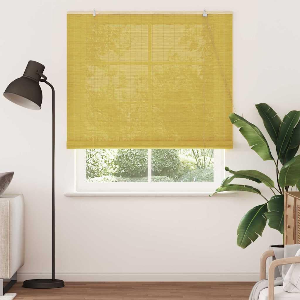 Estor enrollable de bambú amarillo, 150 x 220 cm, resistente a los rayos UV, filtro de luz, montaje versátil, ideal para proteger la privacidad del salón, dormitorio, cocina, con diseño de