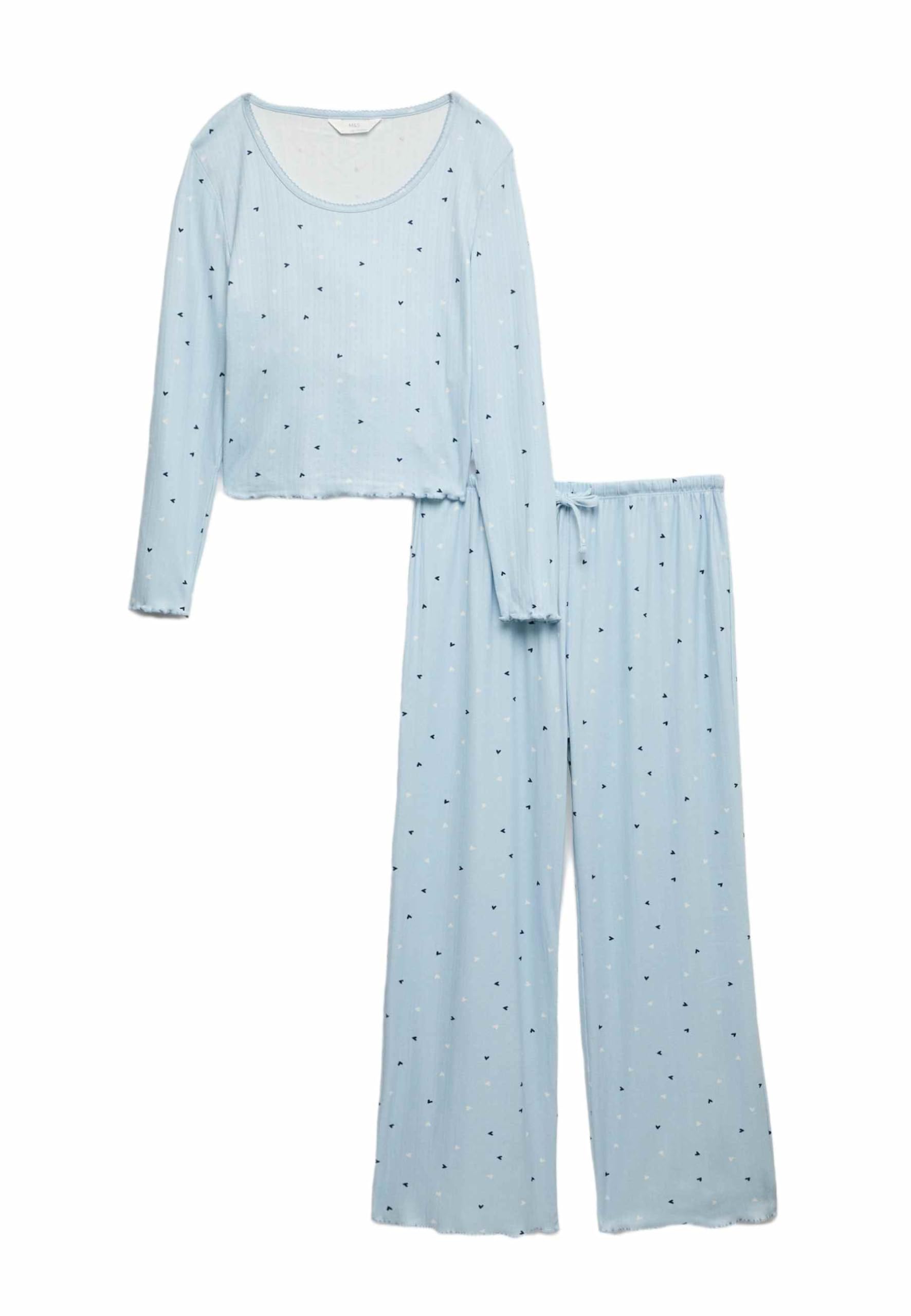 Marks & Spencer Donna Set Pigiama Pointelle Stampato – vestibilità Regolare – Vita Elasticizzata – con Stretch