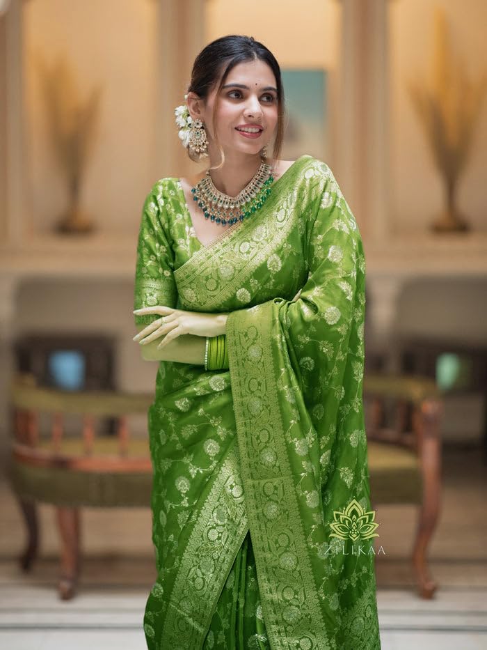 Image of C J Enterprise Women's Pure Kanjivaram Soft Silk Saree Banarasi Style Sarees For Wedding With Blouse Piece (Pari-165)