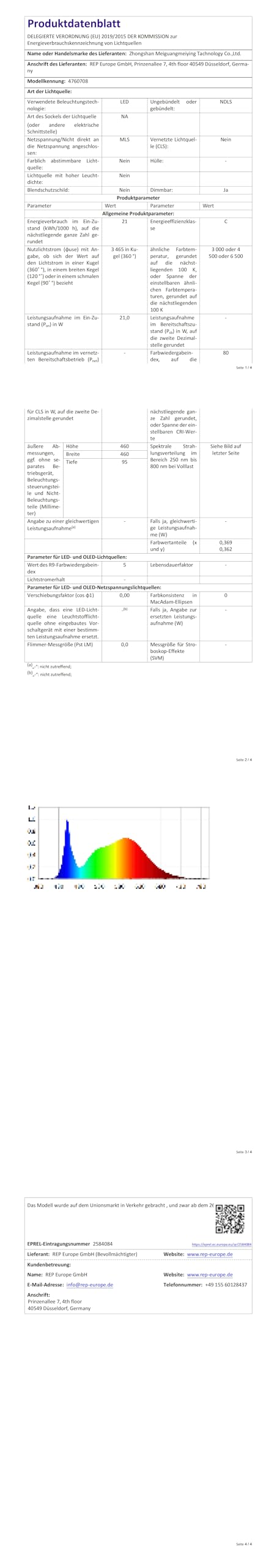 4760708 LED Deckenleuchte Moderne 21W, 3000K/4500K/6500K Deckenlampe LED 2100lm CRI≥80, LED Lampe für Wohnzimmer, Schlafzimmer, Büro, Küche und Flur mit Memory Funktion Schwarz