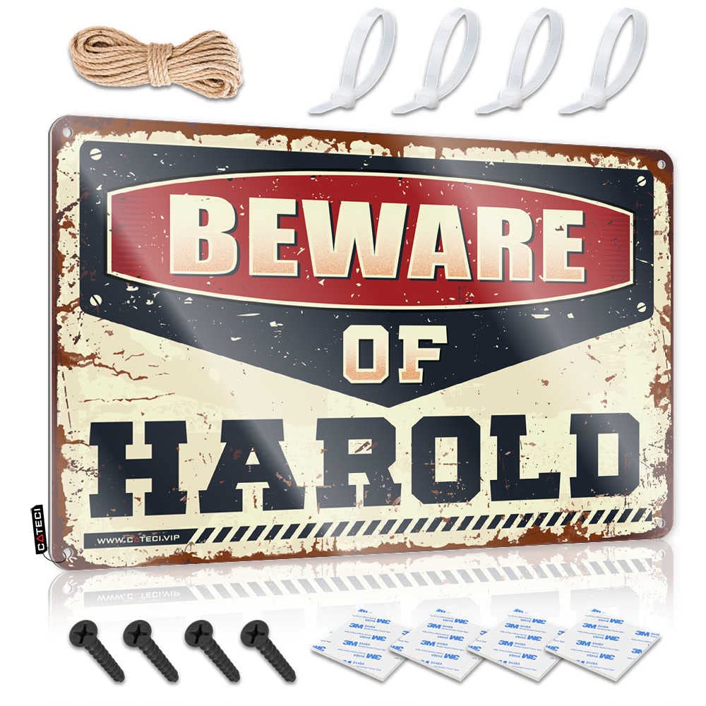 Mwfkkaddb Men's One Color Tinsign Decor Beware Of Harold Sign Bar Sign Metal Tin Sign Metal(30X40cm)