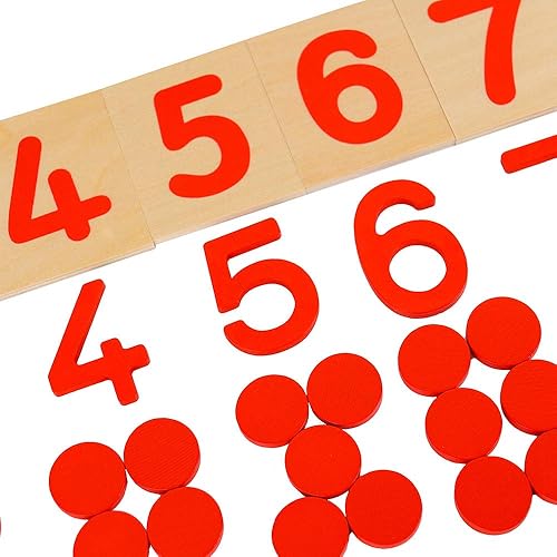 Miniatura 7 de Tarjetas Montessori y contadores con juegos de matemáticas numéricos recortados y juguetes de enseñanza de números para contar