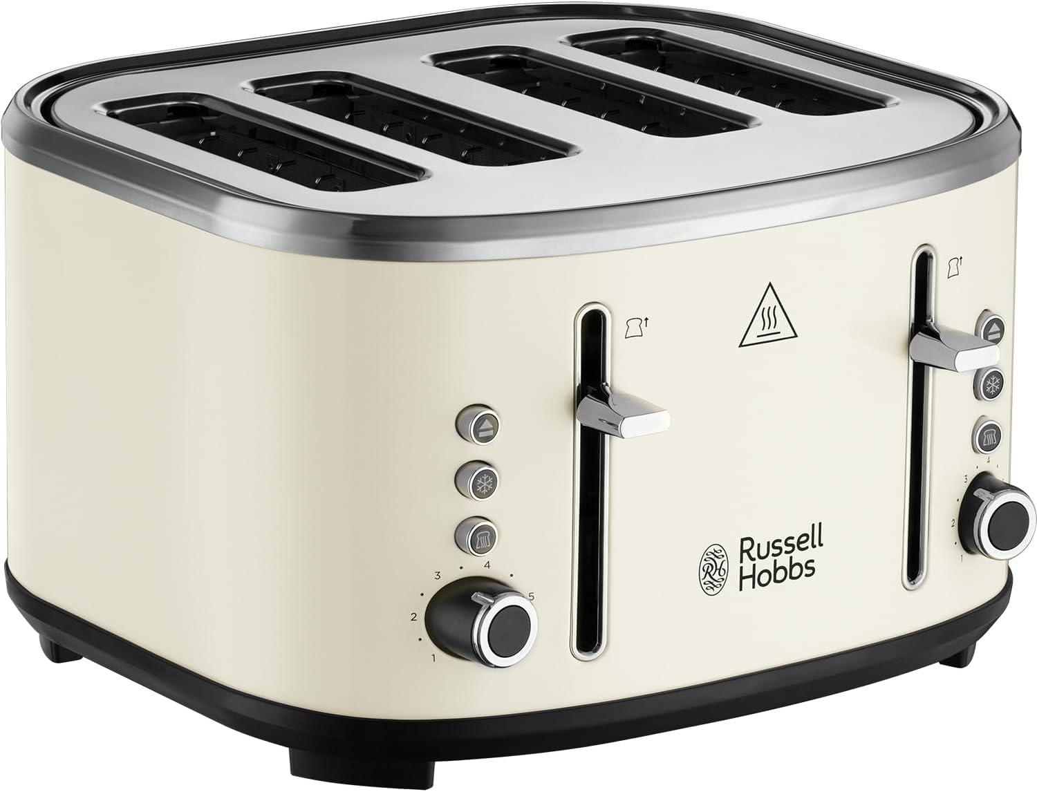 4 Slice Toaster (Independent & Extra wide slots, 6 Browning levels, Frozen, cancel & reheat features with blue indicator light, removable crumb tray, Cream) Stylevia 26291