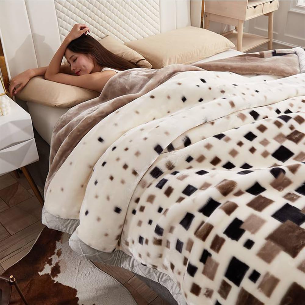 Fleece Blanket Quee King Size,Plush Korean Mink Blanket,4Kg - 2 Plyprinted Heavy Blanket for Winter - Ultra Soft Microfiber Sofa Fleece Blankets,A,150x200cm2kg(59x79In4.4LB)