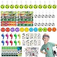FIHODONE 140 PCS Football Party Bags, Boys Party Bag Fillers for Birthday Christmas Party Gifts,Football Party Decorations Include Football Tattoos ffor Kids, Stickers, Gyroscope,key Chains,etc