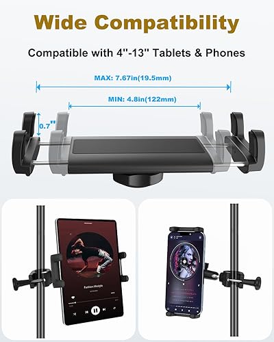 Miniatura 6 de Soporte para tablet para soporte de micrófono, soporte de aluminio ajustable de 360, soporte de teléfono para micrófono, compatible con iPad