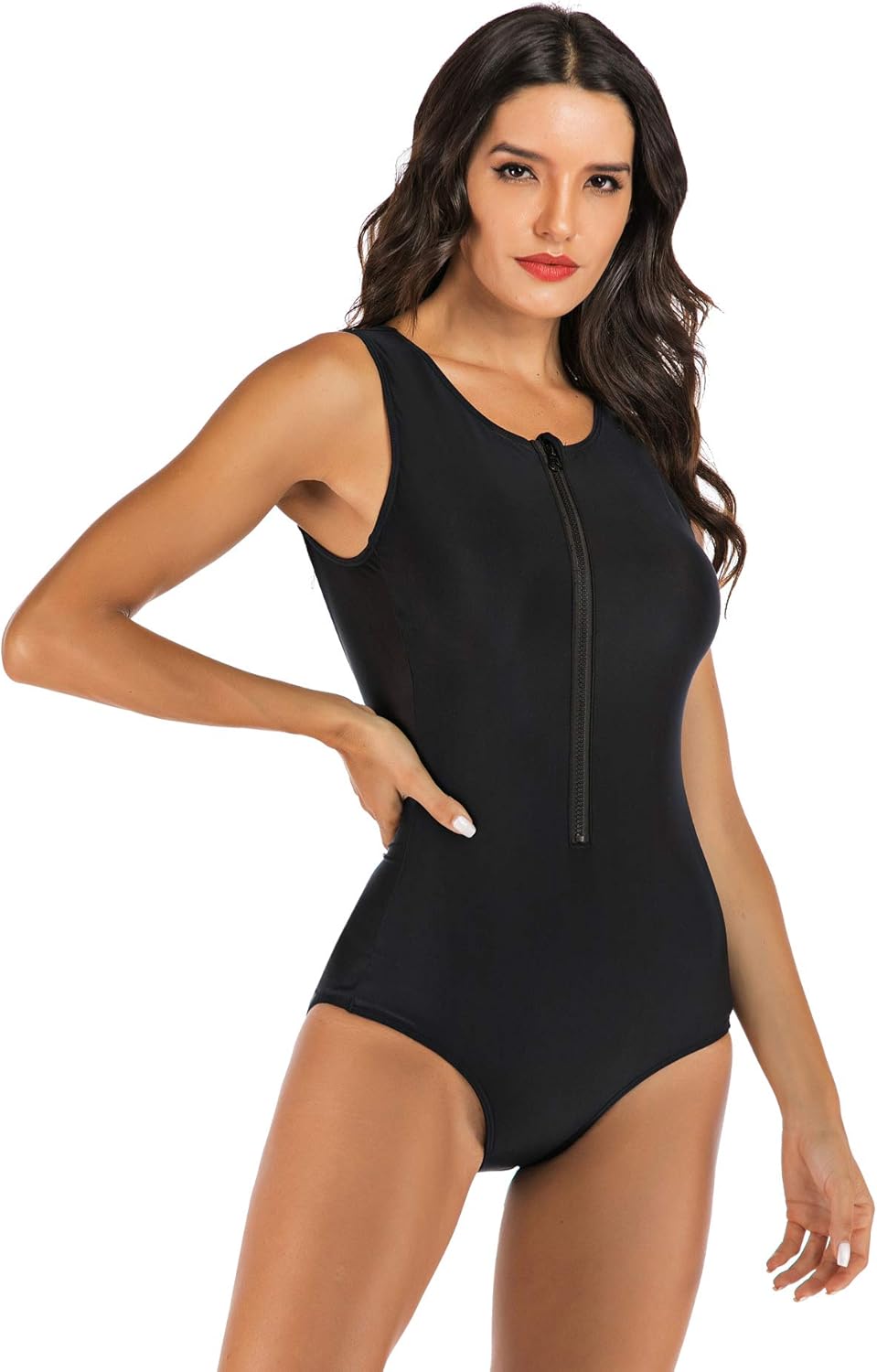 Buy Yateen Womens Rash Guard Zip Front Sleeveless One Piece Swimsuit Online In Turkey B07ylhq4nf
