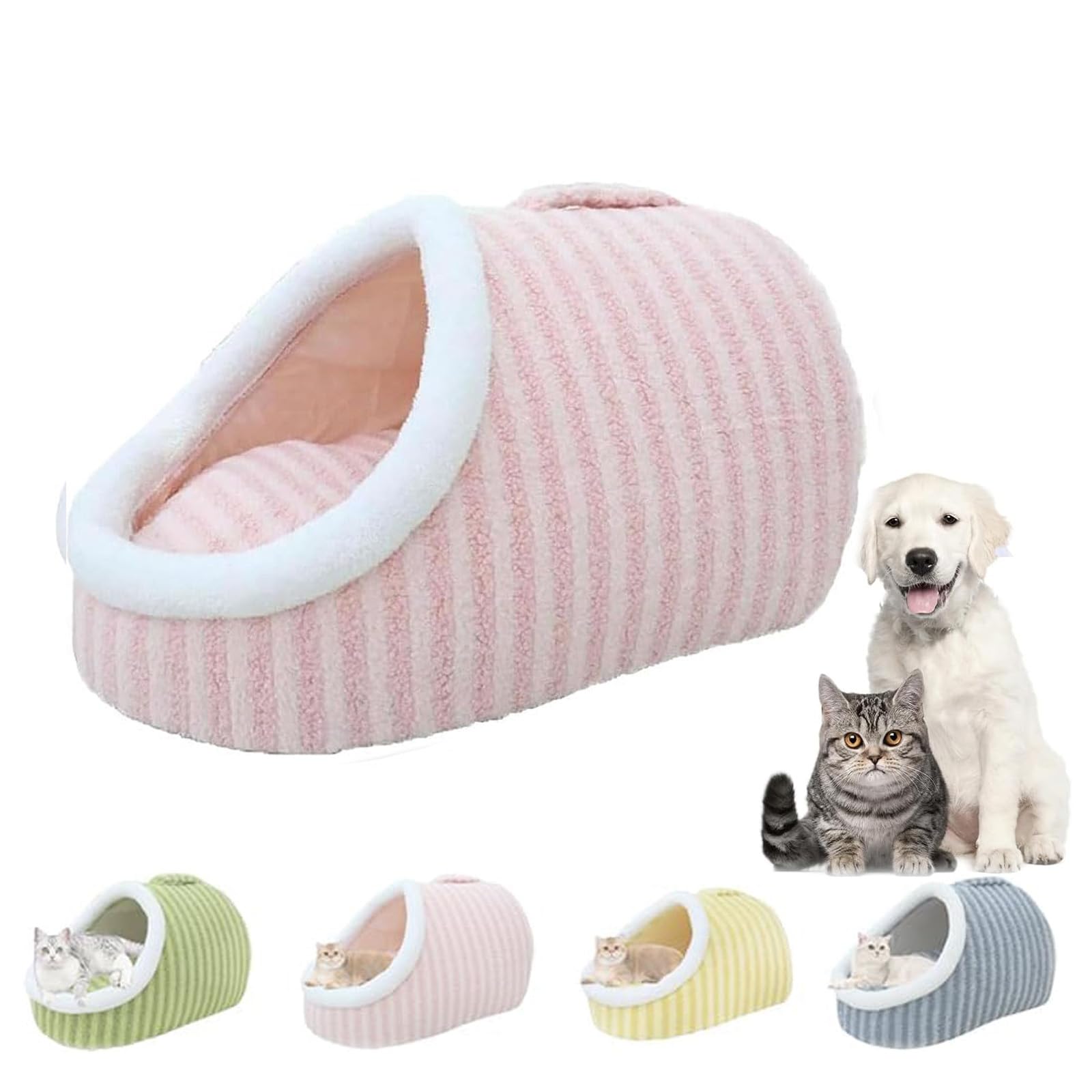 Cozy Hideaway pet Bed, Dog Bed with Cover cave, Hideaway Dog Bed, Cozy cave Dog Bed, Suitable for Small and Medium-Sized Pets (Pink, M-16Pound)