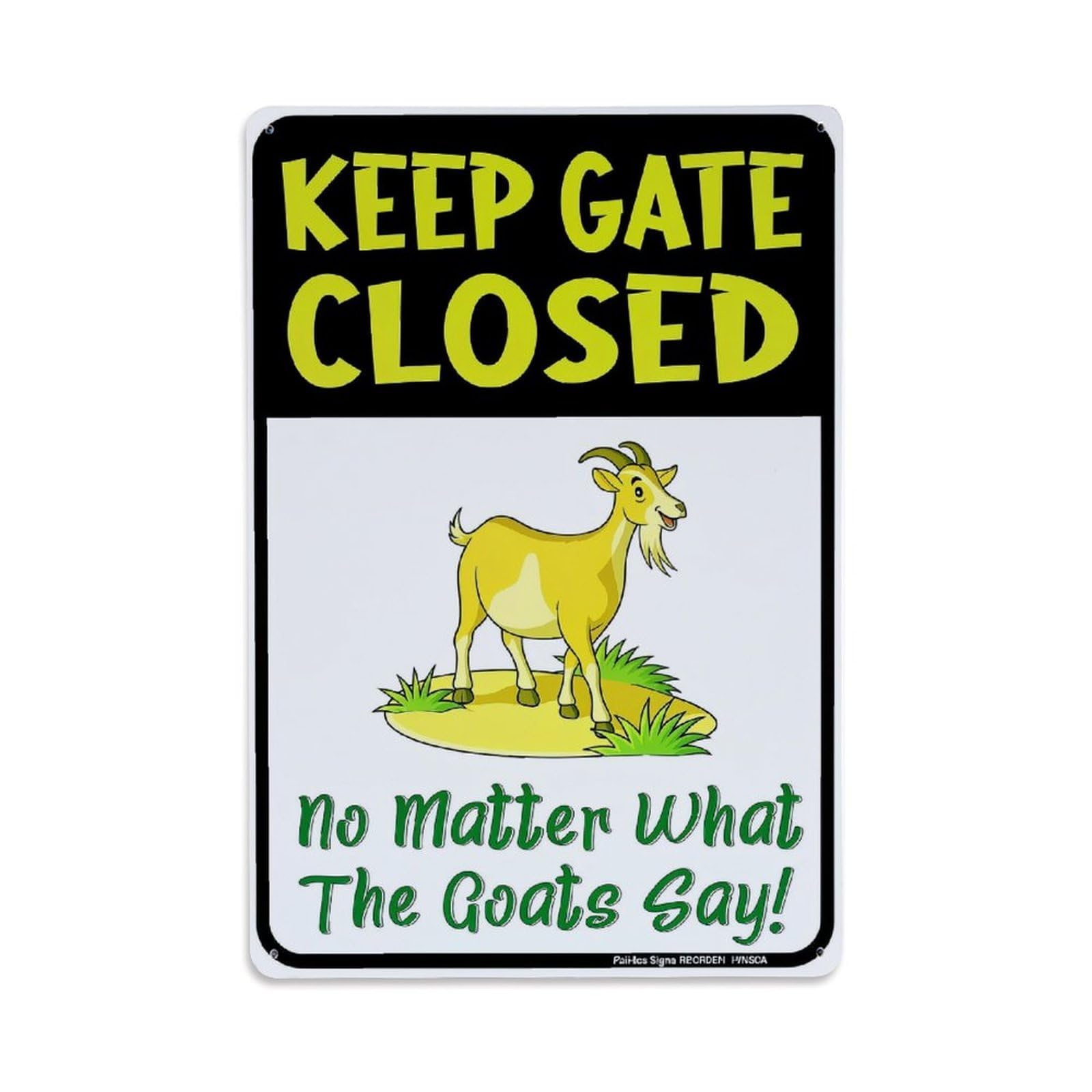 Jdfenggu Vintage Keep Gate Closed Goats Say Retro Metal Tin Sign, Metal Poster For Bar, Home, Man Cave, Kitchen, Laundry Room Art Decor 8X12 Inch