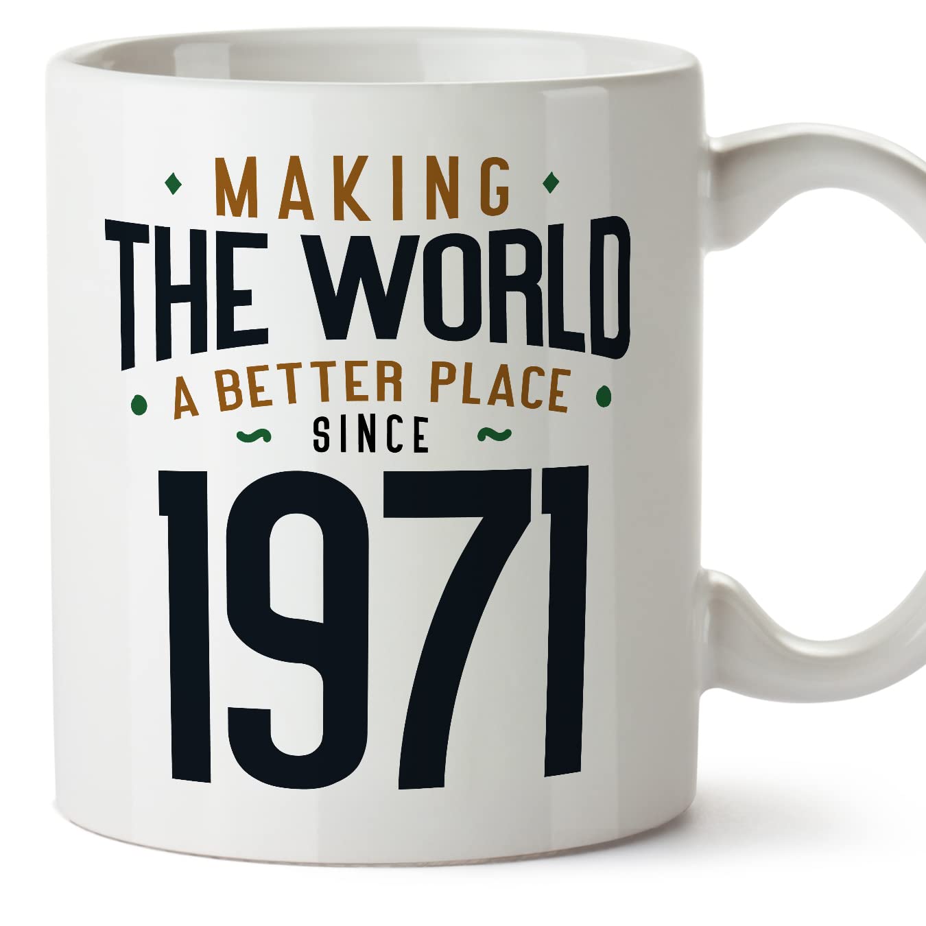 MUGFFINS 1971 Birthday Mug - in English - Making the World a Better Place - Funny Anniversary Present - 11 oz — image 1